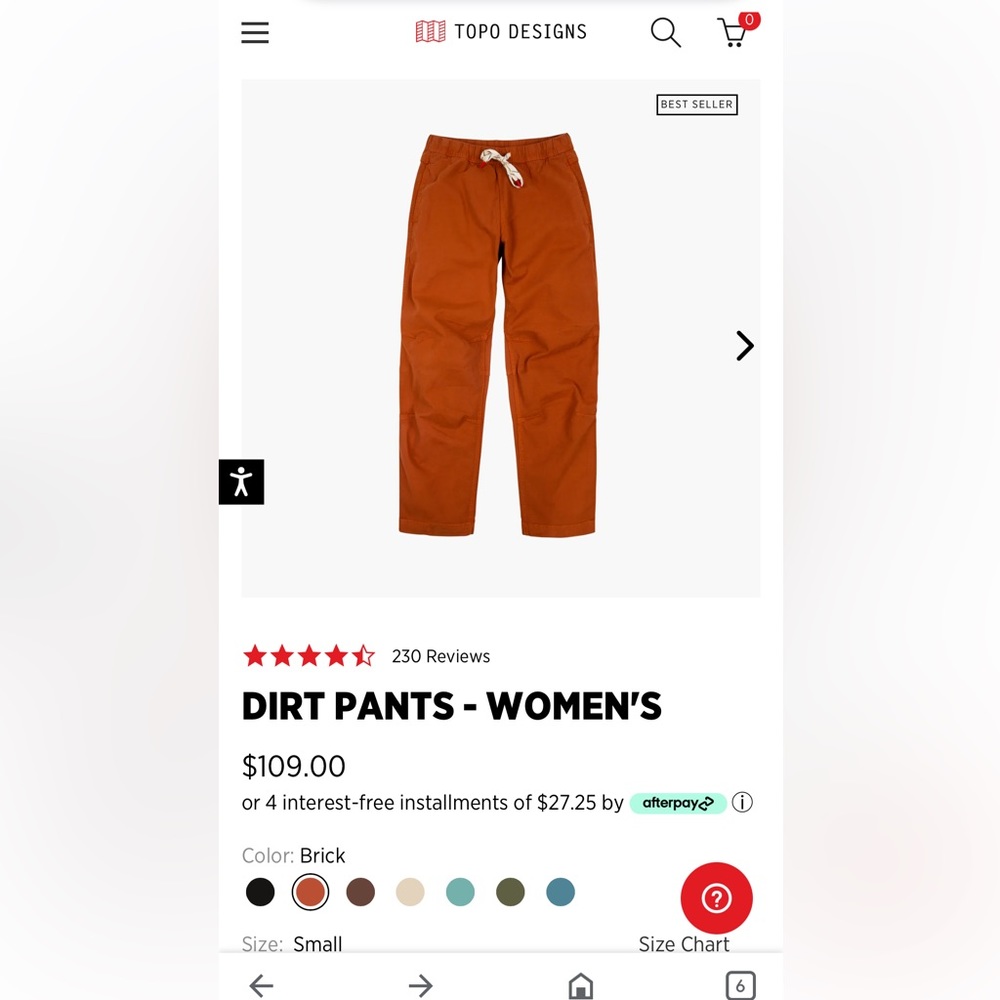 Size S Orange Topo Design pants